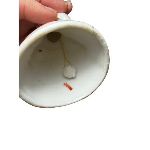 Vintage Porcelain Girl Bell With Gold Trim & Hanging Cord - Picture 3 of 4